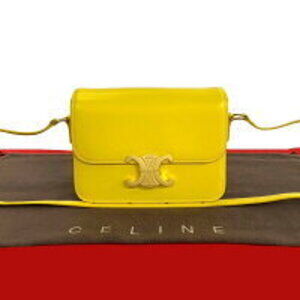Celine Teen Triomphe calfskin leather Shoulder Bag sacoche yellow